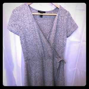 Gray mini wrap dress